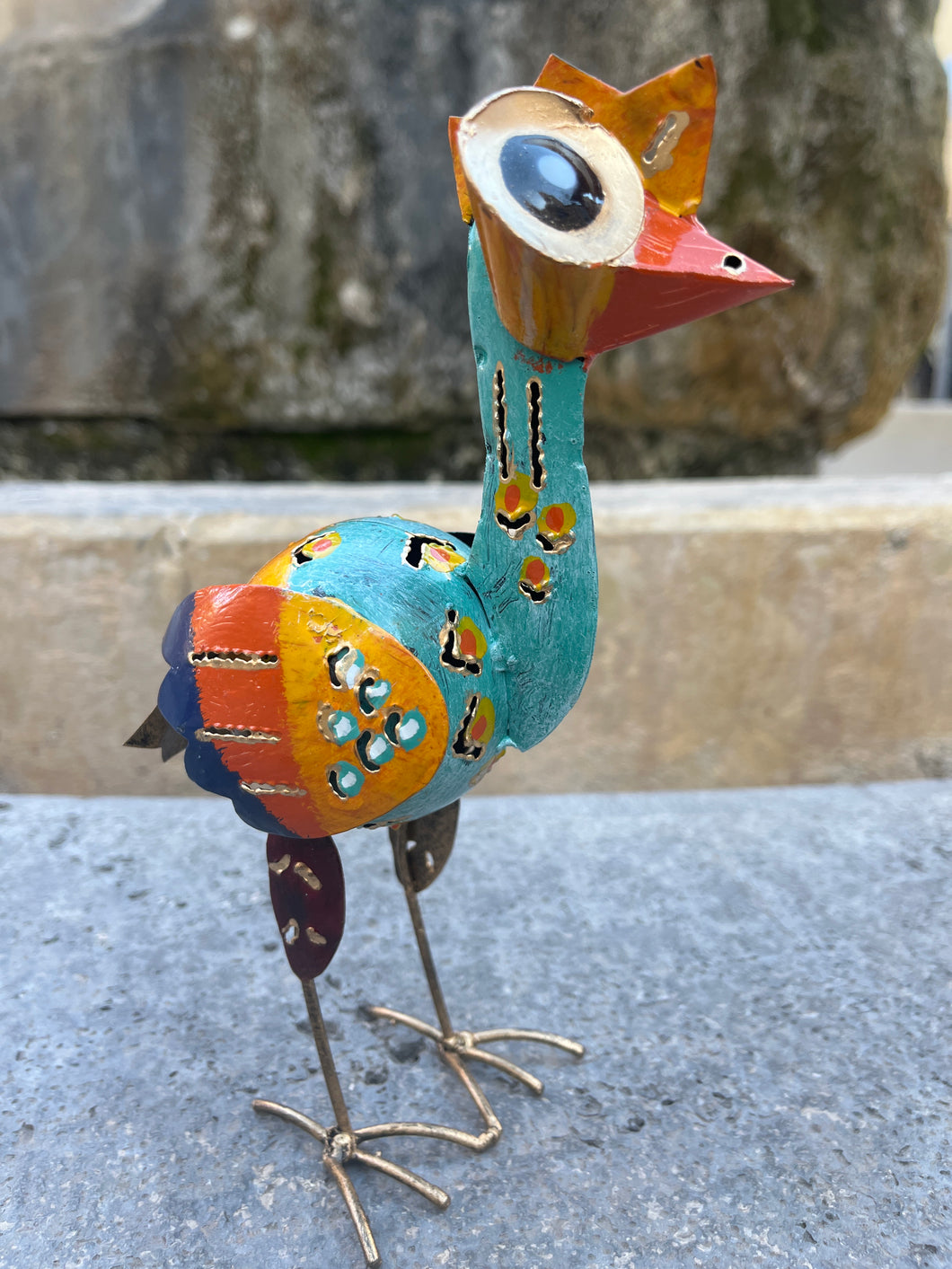 Autruche en métal coloré artyana Aix en Provence 