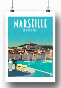 Affiche Marseille - Terrasse Vieux Port