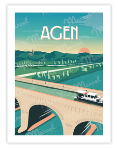 Affiche Agen Le Pont Canal