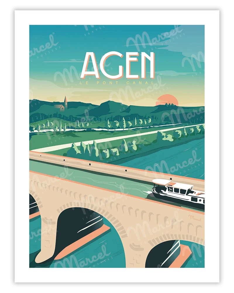 Affiche Agen Le Pont Canal