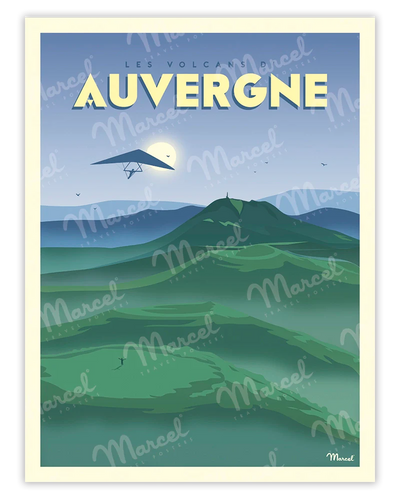 affiche auvergne les volcans artyana