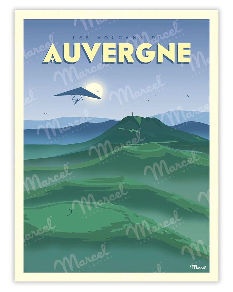 affiche auvergne les volcans artyana