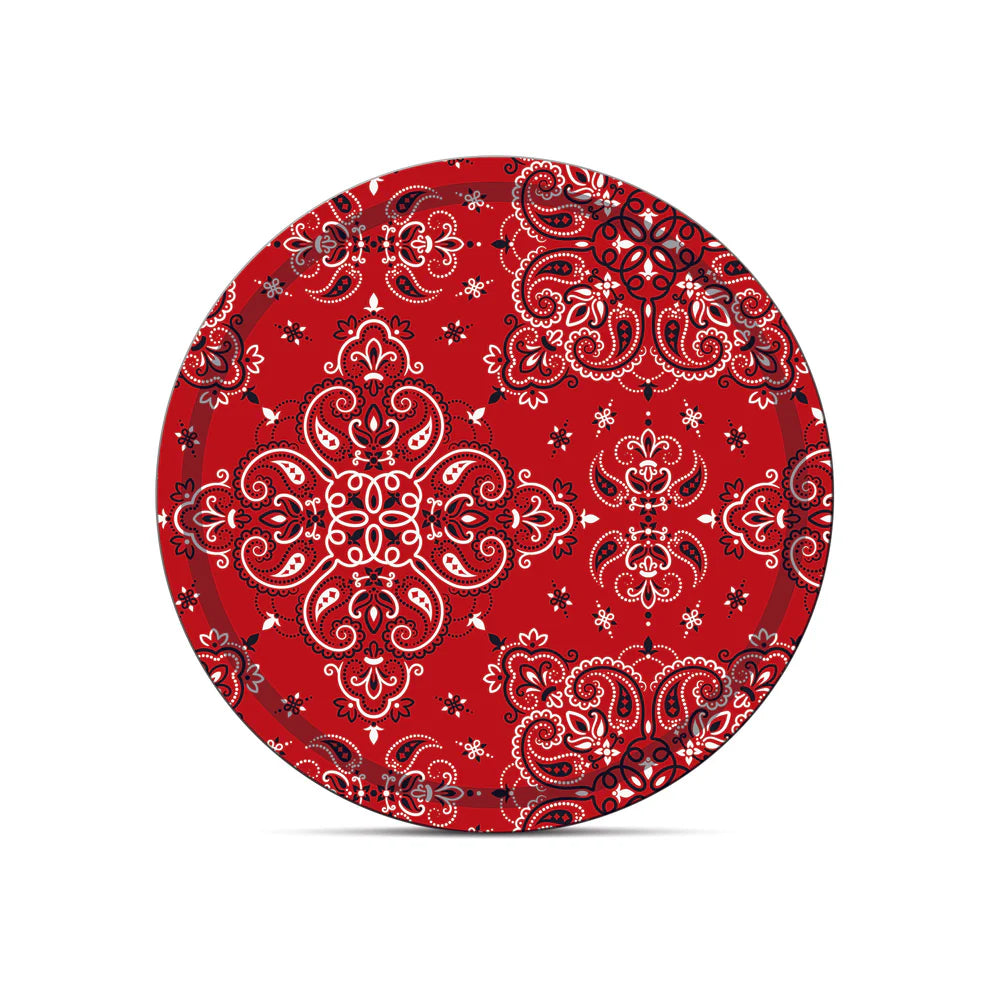 plateau rouge en bois