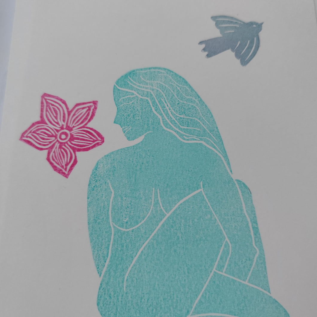 Mini estampe Femme yoga