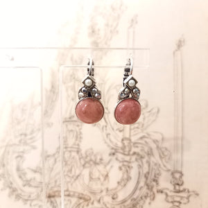 Boucles d'oreilles dormeuses Rhodochrosite
