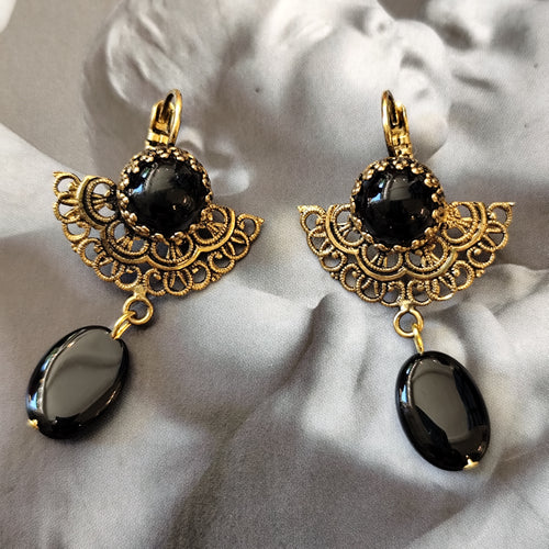 Boucles dormeuses Art Nouveau onyx Artyana Aix en Provence 