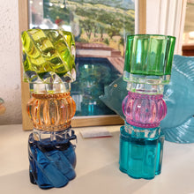 Load image into Gallery viewer, Photophore en verre coloré réversible
