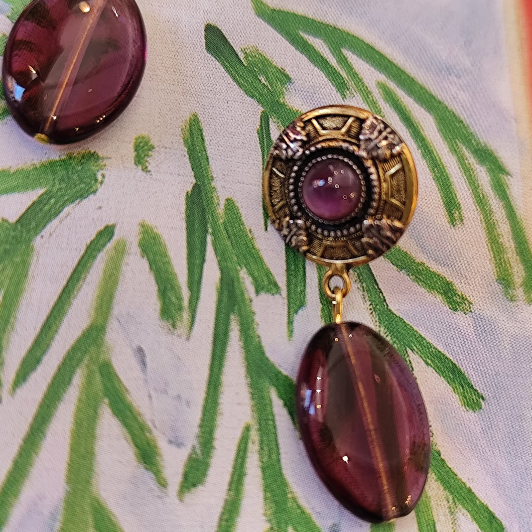 Boucles d'oreilles gouttes améthyste Eve Rosec