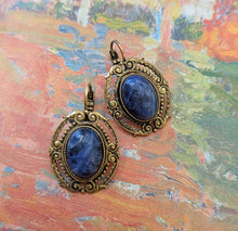 Charger l'image dans la galerie, Dormeuses ovales Sodalite
