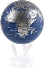 Load image into Gallery viewer, Mova Globe rotatif - Bleu et Gris métallisé
